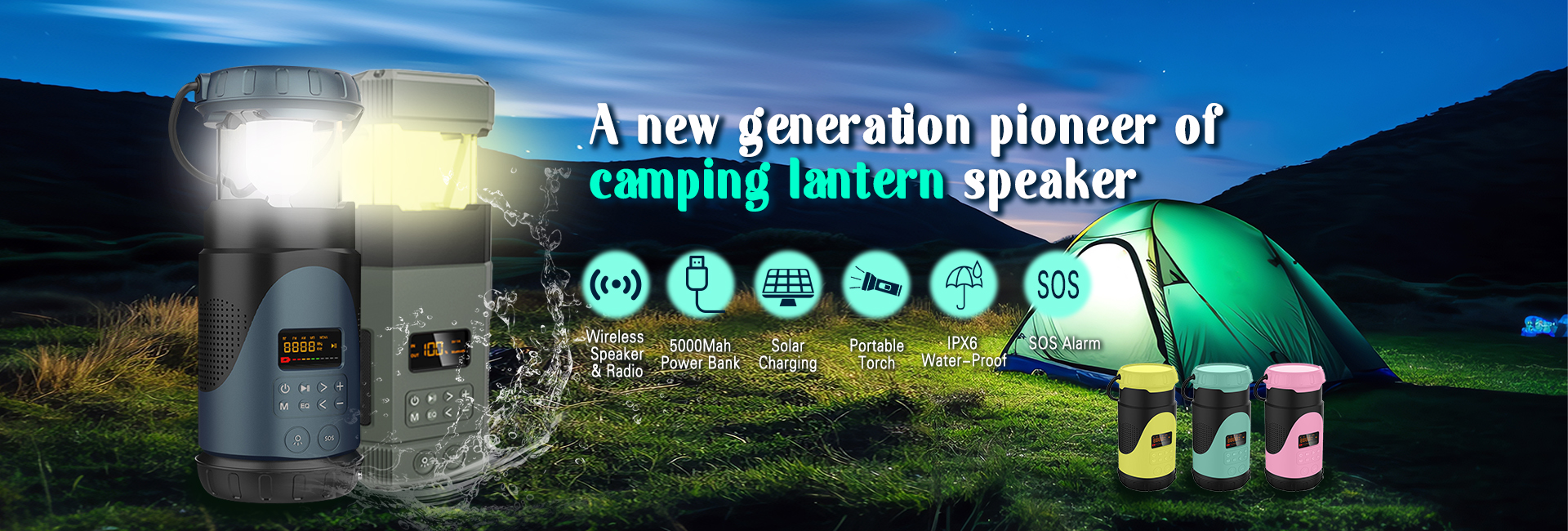 Solar Camping Lantern With Speaker