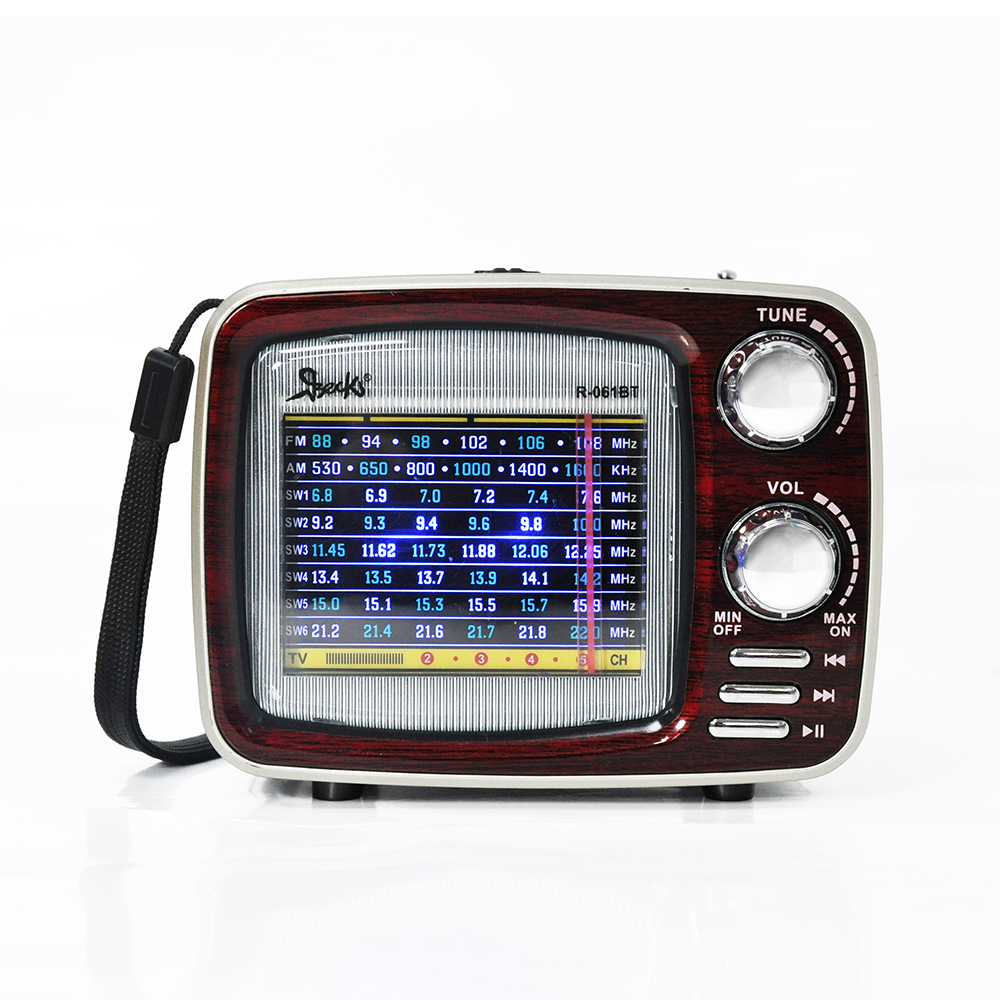 R-061BT BROWNPortable small size wireless mini multiband antique design vintage radio wood am fm sw radio with usb sd mp3 player