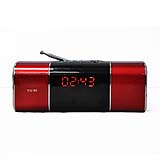 Red color aluminum metal alarm clock radio pocket x-bass FM radio with bluetooth function