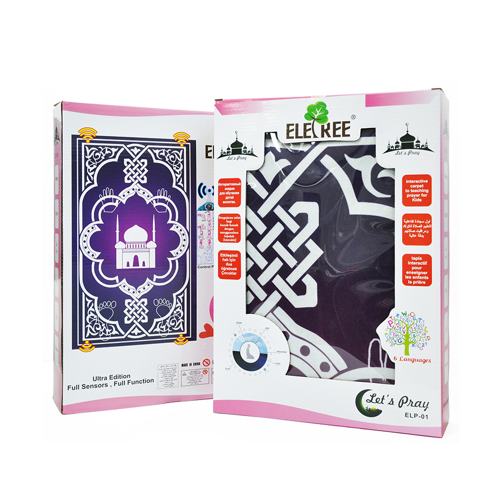 ELP-01-ELETREE beautiful design stock muslim interactive mini e sejadah mosque educational prayer mat carpet for kids