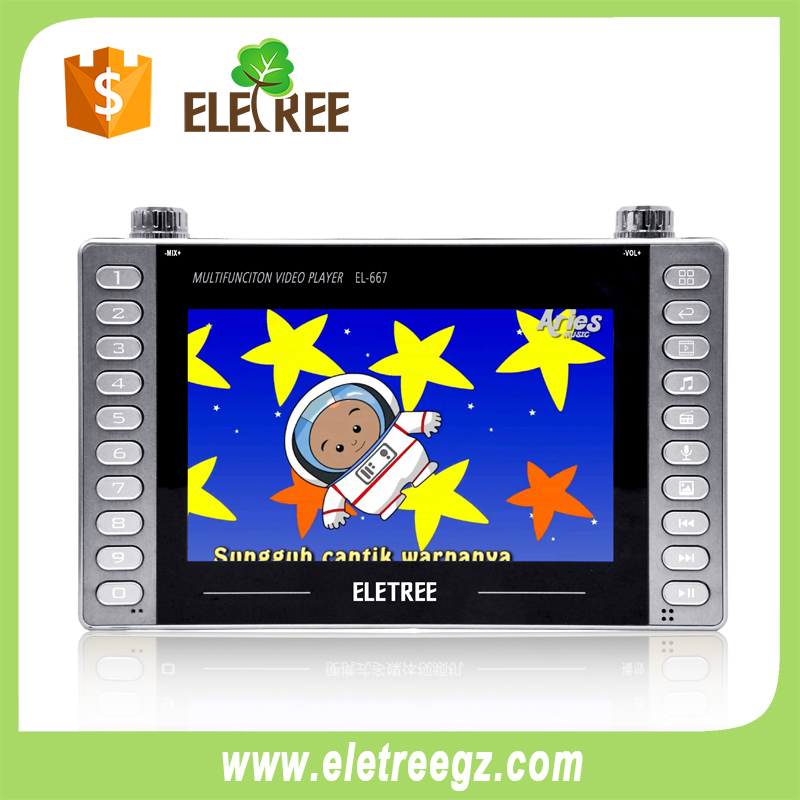 Led MP4 displayer With FM radio With USB/Micro SD MP3 player Support Multi Tasking With 5V DC  Jack FM:87-180MHz DC:5V Output Powrer:20W z Dual-EL-667