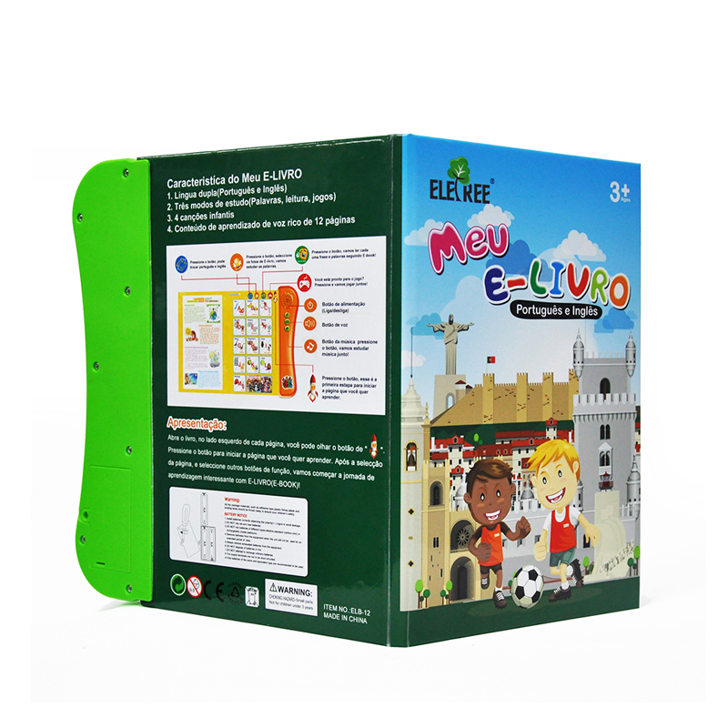 ELB-12MULTI-BANBulk wholesale educational bilingual children learning English Portuguese electronic book for kids 