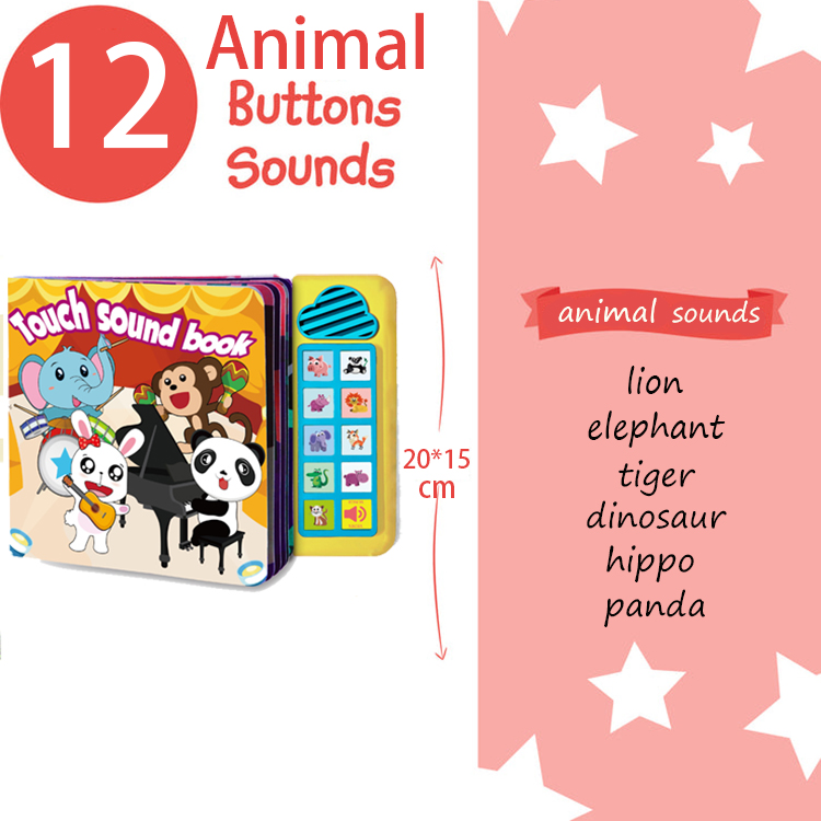 Children Custom Buttons Audio Animal Sound Book Baby My First Year Learning English Language Board Book