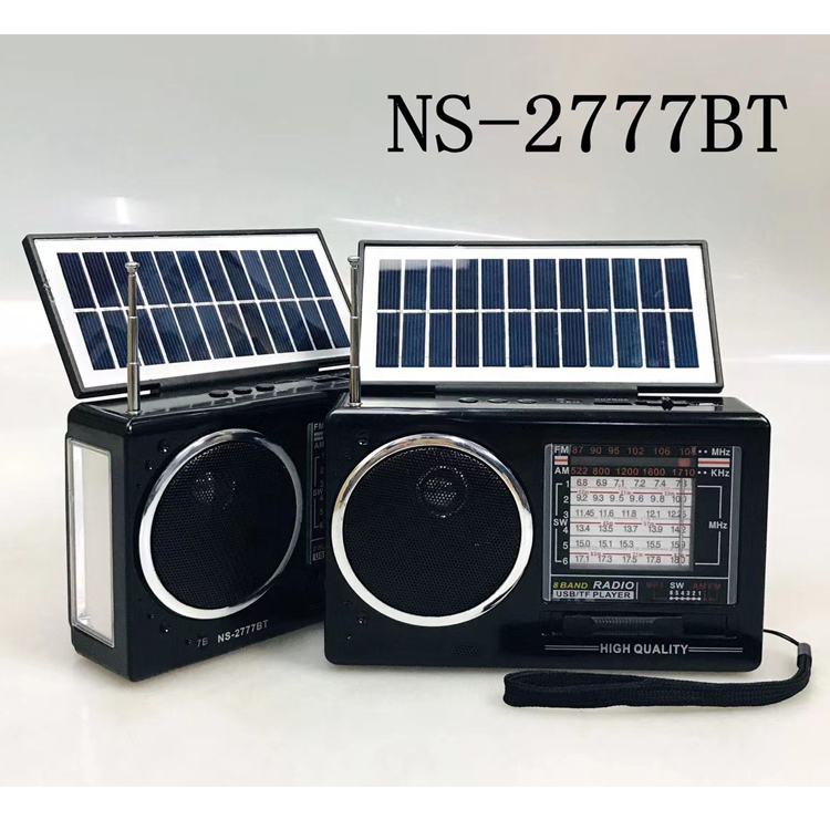 Portable Rechargeable Flashlight USB Am Fm Sw1-6 8 Bands Bluetooth Solar Radio With Solar Panel