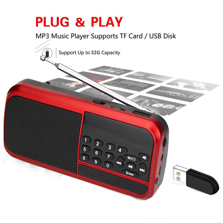 Portable Digital MP3 Music Player LED Flashlight Rechargeable USB FM Radio With LED Display