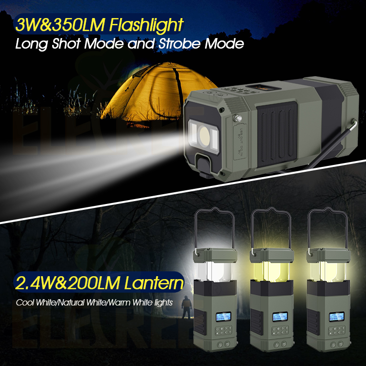Dab Hand Crank Weather Flashlight Portable Solar Power Emergency Radio For Camping & Hiking - 副本