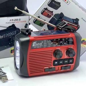 Eletree Fp-295-S Disaster Prevention Portable Sos Alarm Power Bank Speaker Hand Crank Solar Wireless Fm Radio With Flashlight